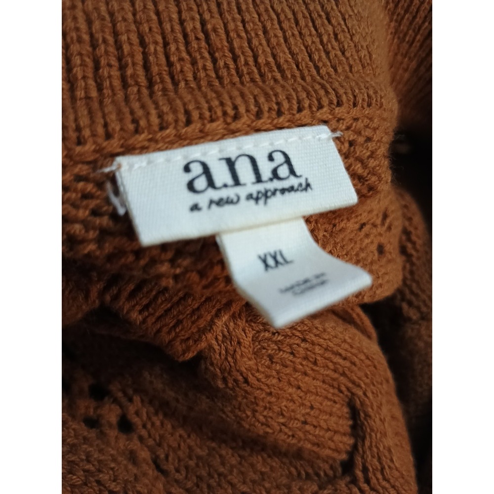 NWT a.n.a Womens Long Sleeve Tie‎ Neck Pullover Sweater XXL Roasted Pecan - Picture 4 of 5